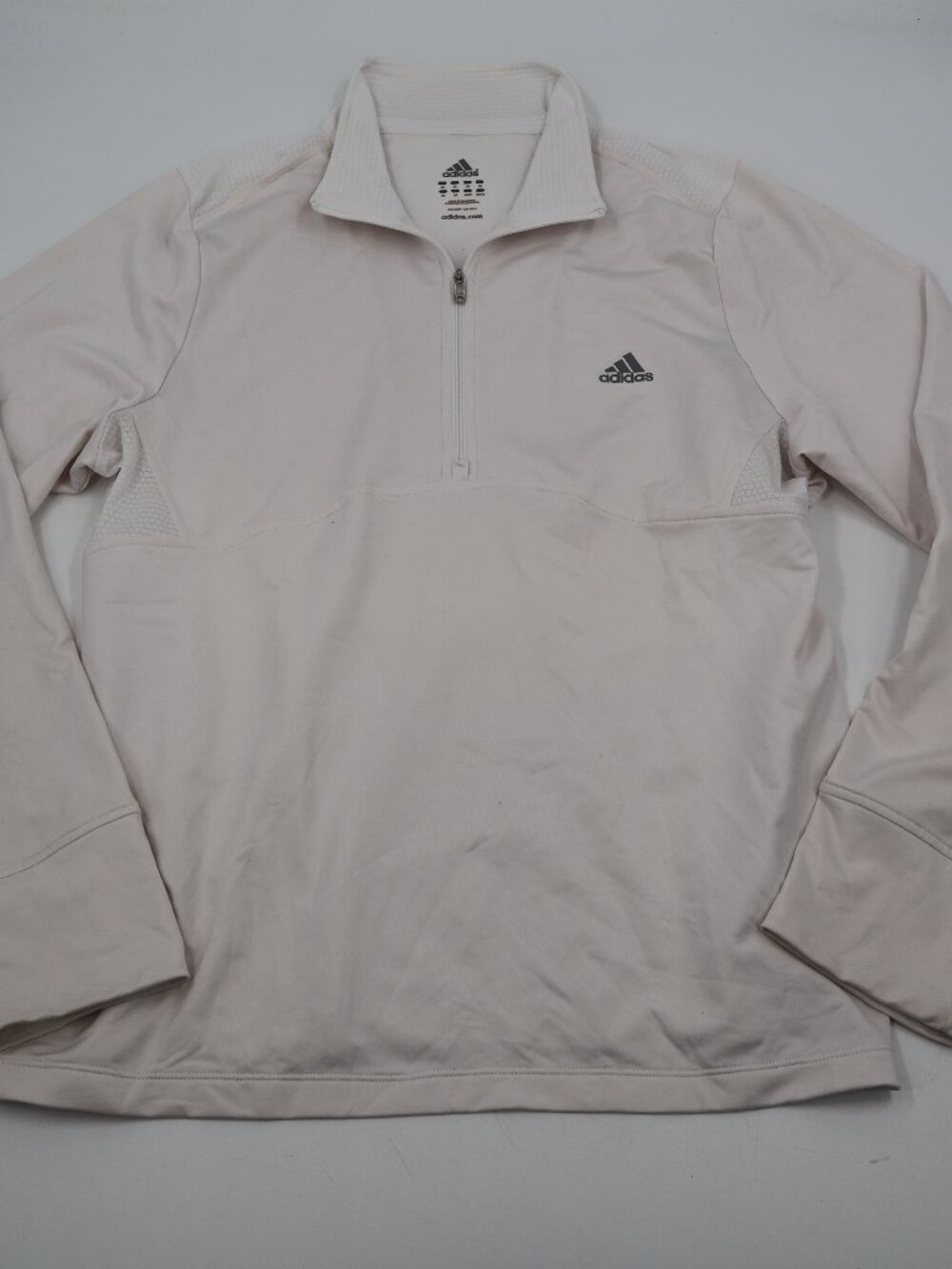 Adidas Quarter Zip Pullover Womens XL Off White Mesh Vent Performance Top